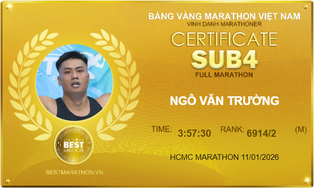 Ngô Văn Trường Đạt Bảng Vàng Marathon Việt Nam